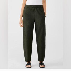 EILEEN FISHER Organic Cotton Textured Pull-On Pants | Size XL | Green Minimalist